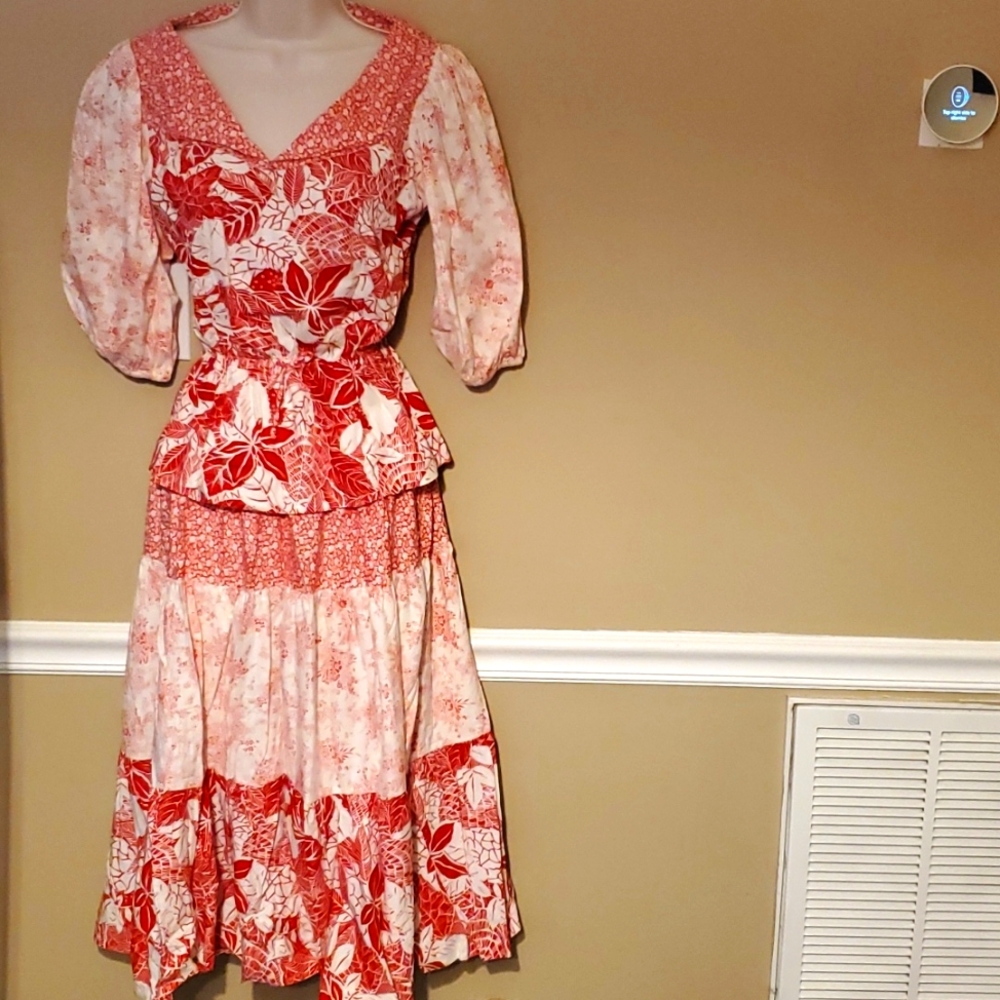 Vintage Turtle Bax Vintage Floral & Toile Patchwork Skirt Set Size S